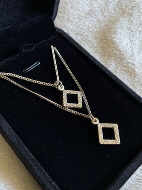 Victoria's Secret Silver-Tone Double Square Pendant Necklace